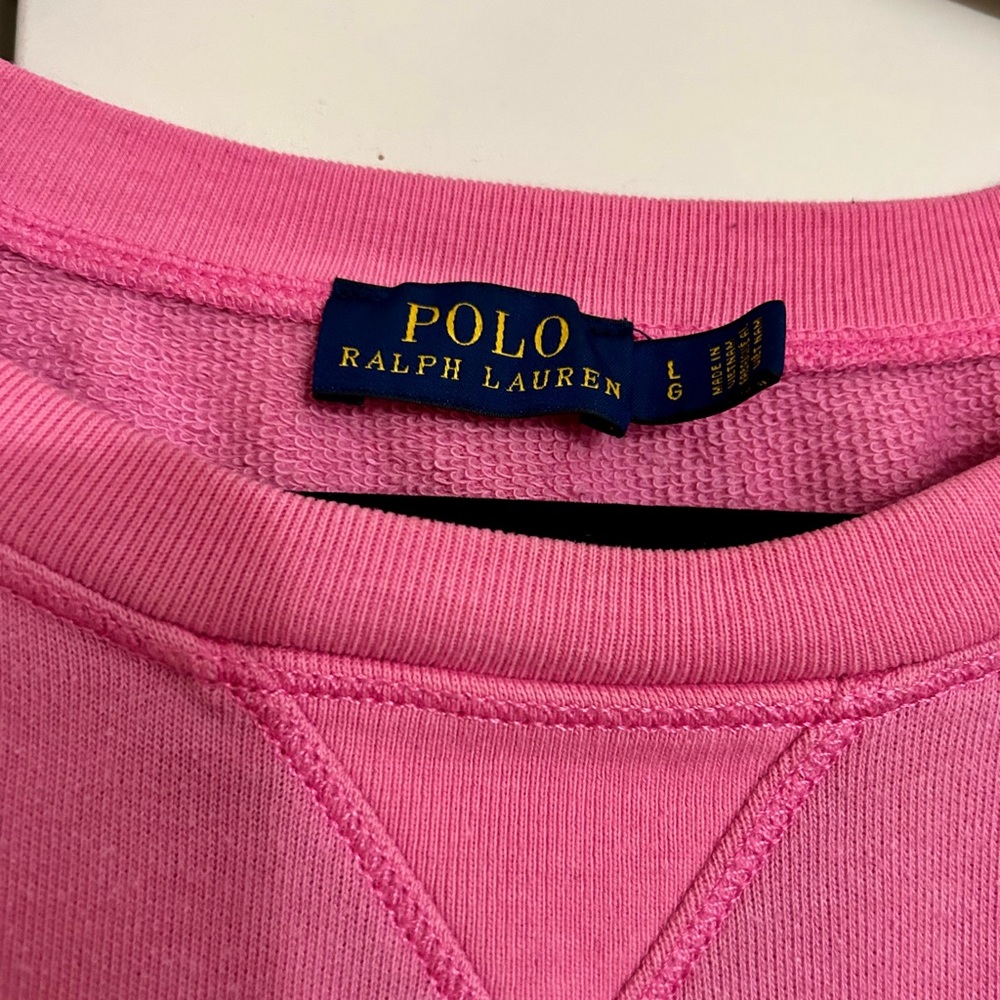 Polo Ralph Lauren Pink Crewneck Sweatshirt Logo Cotton Pullover L